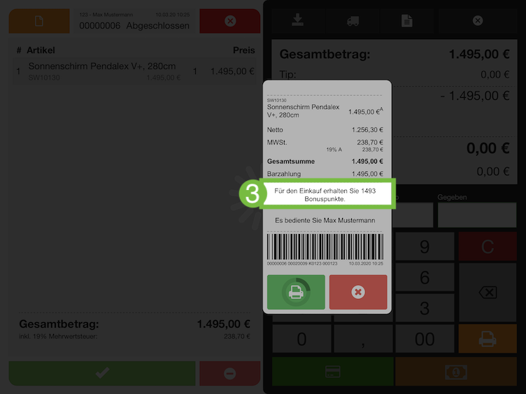 Bonuspunkte auf dem Kassenbon