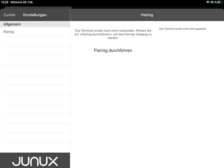 Pairing Menü ungepaired